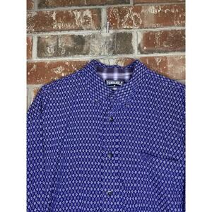 Panhandle Slim Long Sleeve Button Down Shirt Large Purple Geometric 100% Cotton